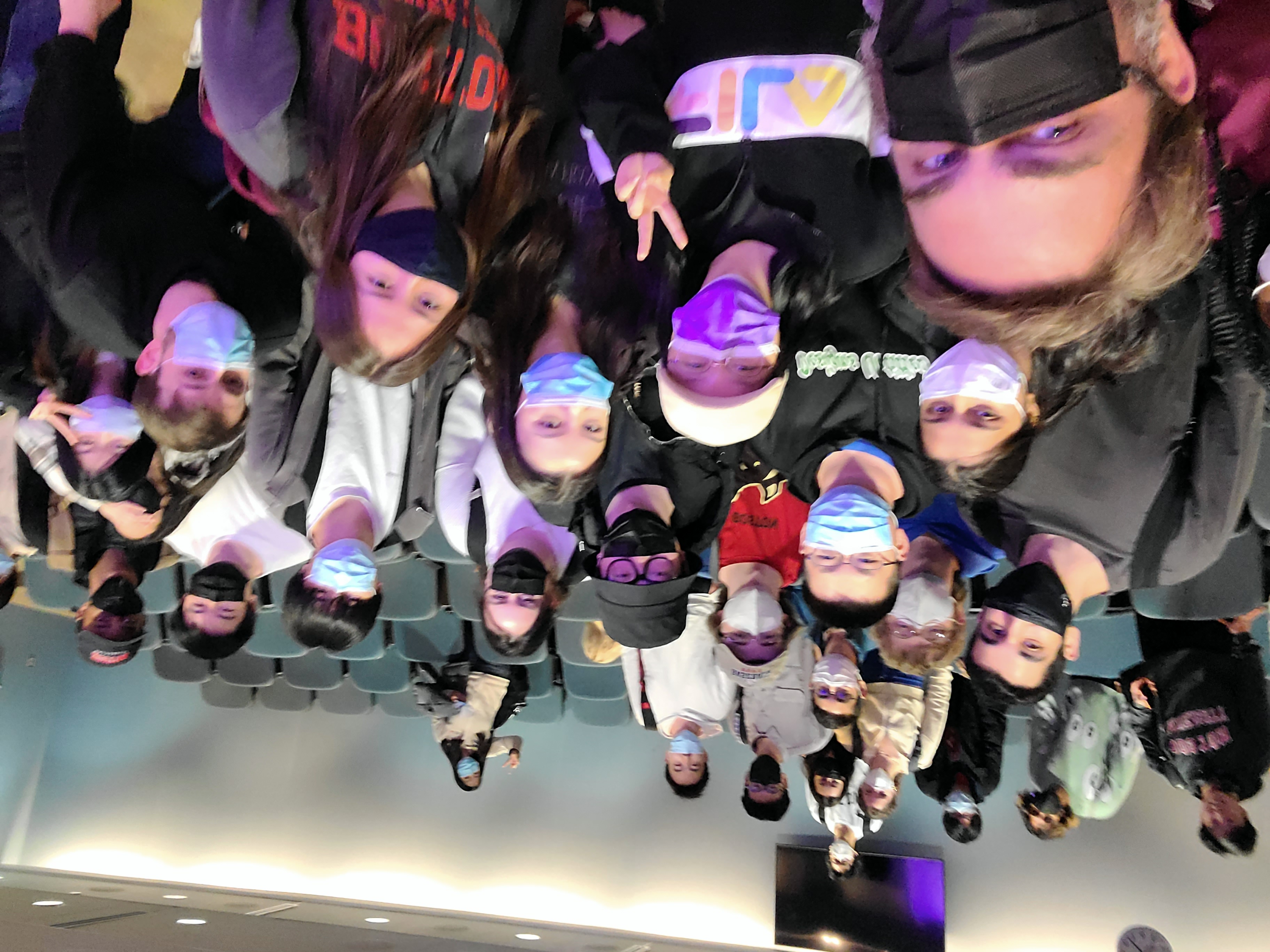 DS-100 students and course staff posing together at the end of the Spring 2022 semester